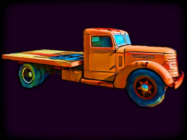 Old Truck Poster featuring the photograph Orange Truck Rough Sketch by Cathy Anderson