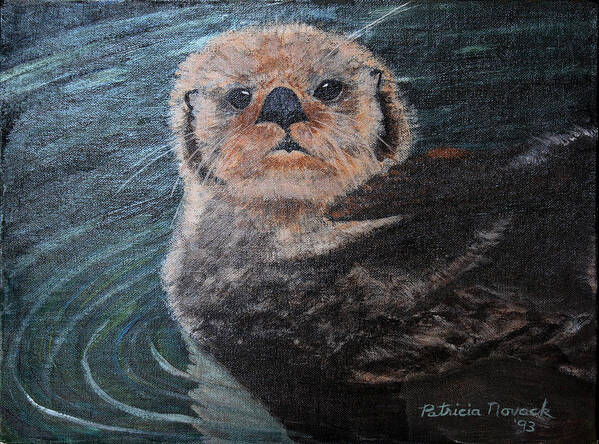 Otters Poster featuring the painting Ottertude by Patricia Novack