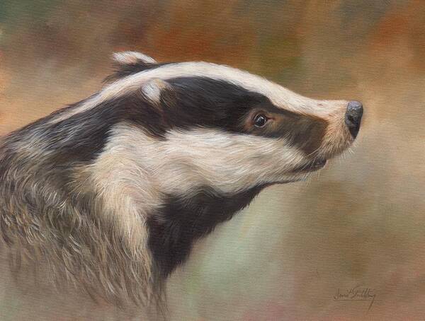 Badger Poster featuring the painting Our Friend The Badger by David Stribbling