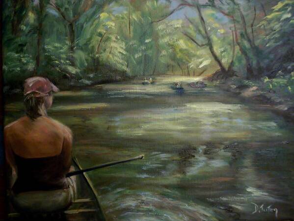 Canoe Poster featuring the painting Paddle Break by Donna Tuten