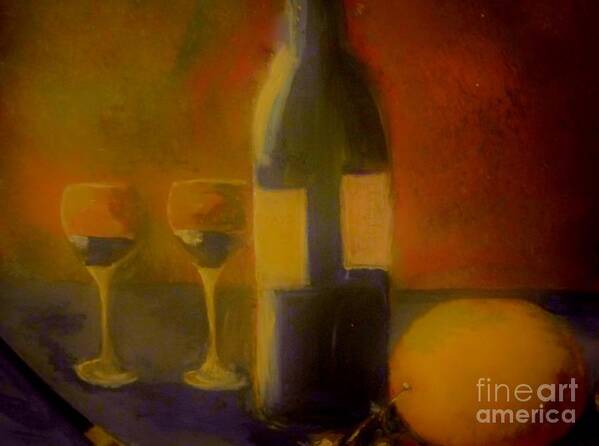 Antique Poster featuring the painting Painting and Wine by Lisa Kaiser