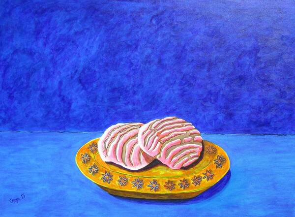  Poster featuring the painting Pan dulce azul by Manny Chapa