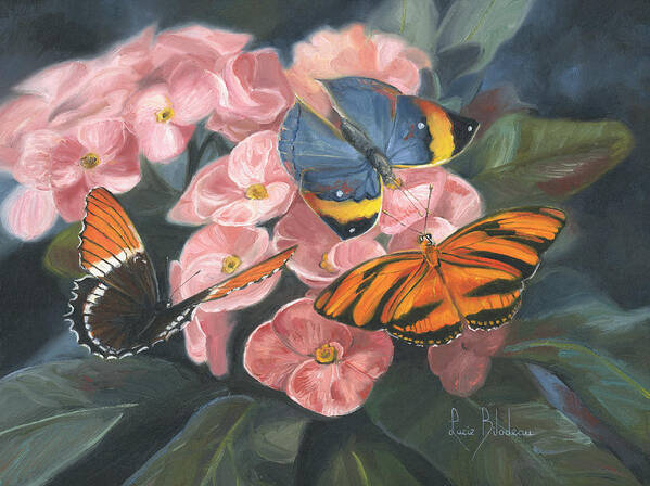 Butterfly Poster featuring the painting Papillons by Lucie Bilodeau