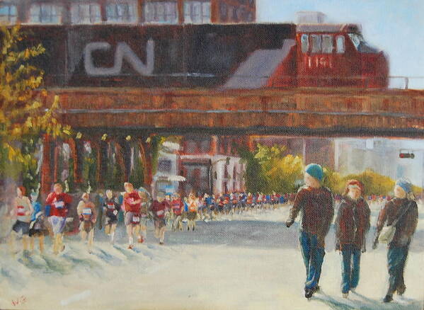 Chicago Marathon Poster featuring the painting Passing By by Will Germino
