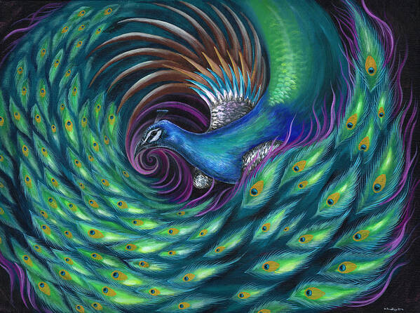 Peacock Painting Poster featuring the painting Peacock dreams by Heather Bradley