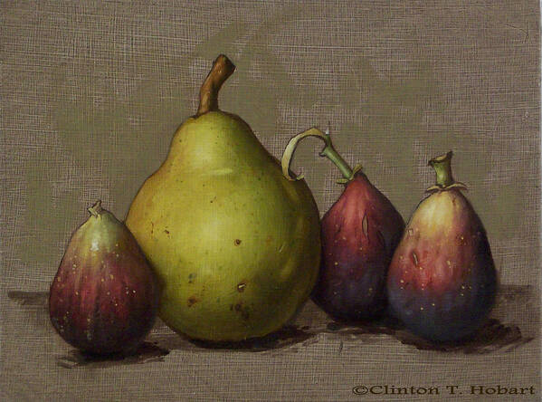 Pear Poster featuring the painting Pear and Figs by Clinton Hobart