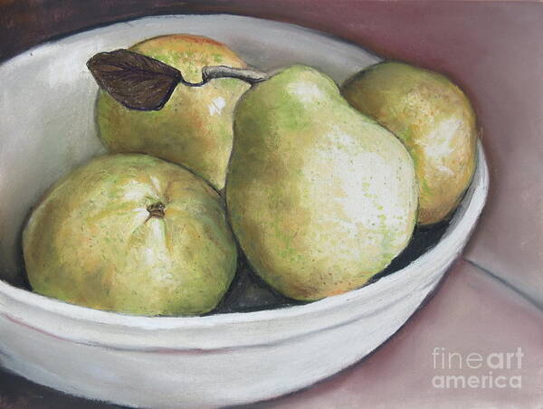 Pears Poster featuring the drawing Pears in Bowl by Charlotte Yealey