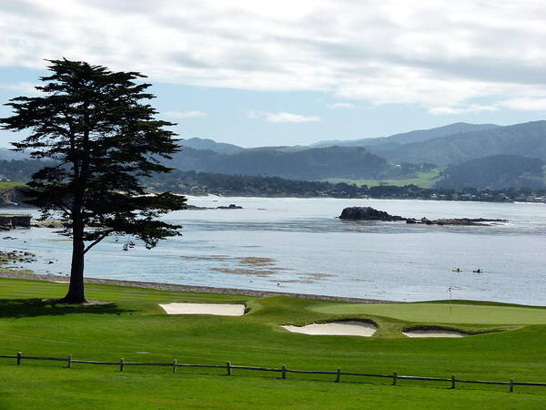 Carmel Poster featuring the photograph Pebble Beach 18th Green Carmel by Jeff Lowe