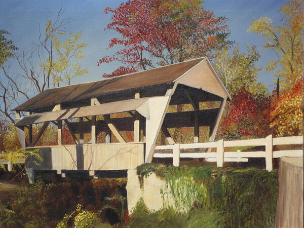 covered Bridge Poster featuring the painting Pennsylvania Covered Bridge by Barbara McDevitt
