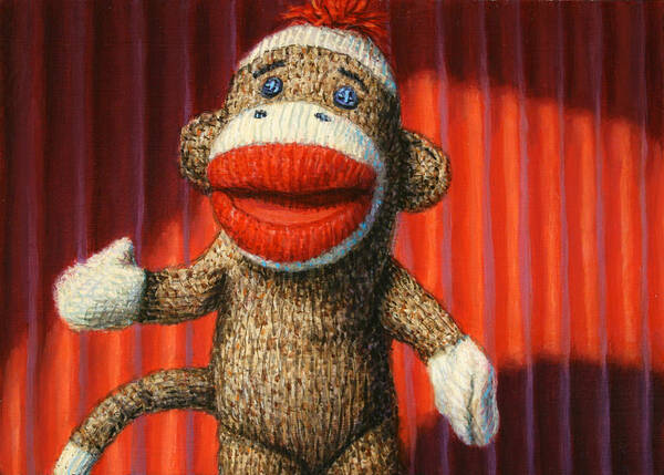 Sock Monkey Poster featuring the painting Performing Sock Monkey by James W Johnson