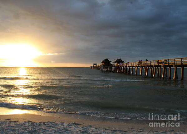Pier Poster featuring the photograph Pier Sunset Naples by Christiane Schulze Art And Photography
