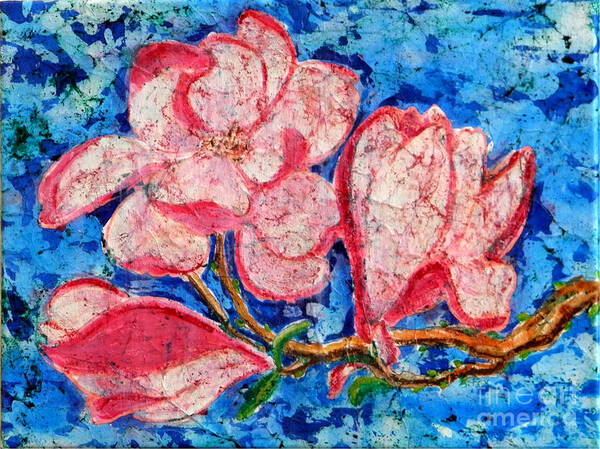 Flowers Poster featuring the painting Pink Magnolias by Sandra Fox