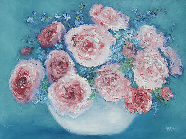 Pink Roses Poster featuring the painting Pink Roses by Jan Matson