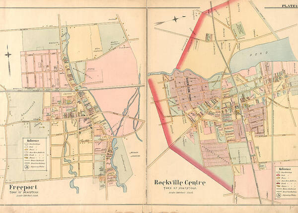Plate 15 Poster featuring the drawing Plate 15 Freeport, Town Of Hempstead - Rockville Centre by Litz Collection