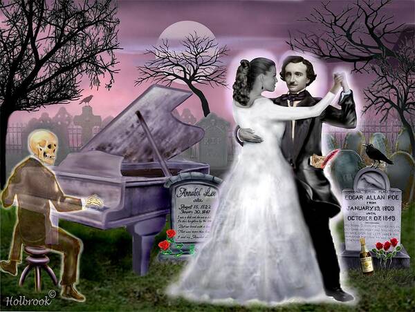 Edgar Allan Poe Poster featuring the digital art Poe and Annabel Lee Eternally by Glenn Holbrook