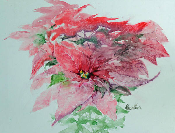 Poinsettias Poster featuring the painting Poinsettias on Yupo by Judy Fischer Walton