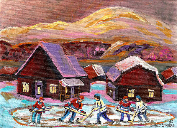 Pond Hockey Poster featuring the painting Pond Hockey 1 by Carole Spandau