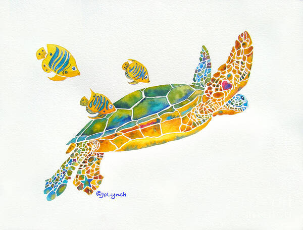 Sea Turtle Poster featuring the painting Popular Sea Turtle by Jo Lynch