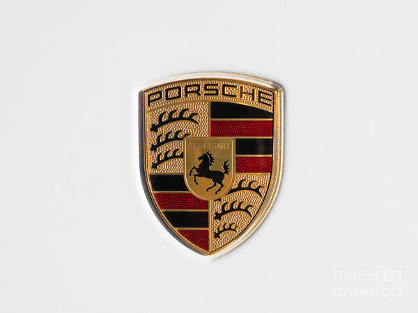 Transportation Poster featuring the photograph Porsche Emblem DSC2483 by Wingsdomain Art and Photography