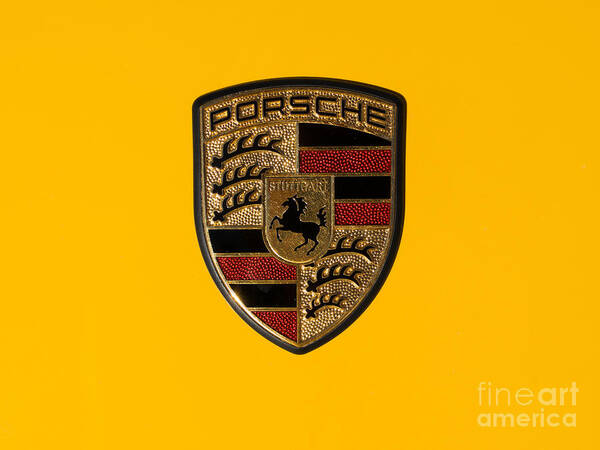 Transportation Poster featuring the photograph Porsche Emblem DSC2484 by Wingsdomain Art and Photography