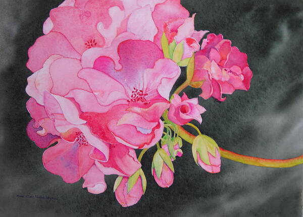 Geranium Poster featuring the painting Pretty in Pink by Mary Ellen Mueller Legault