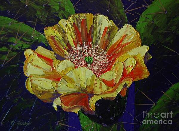 Desert Poster featuring the painting Prickly Flower by Cheryl Fecht