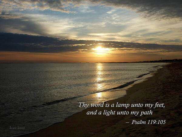 Religious Poster featuring the photograph Psalm 119-105 Your Word Is a Lamp by Susan Savad