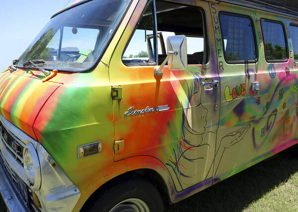 Psychedelic Poster featuring the photograph Psychedelic Van Summer of Love by Ann Powell