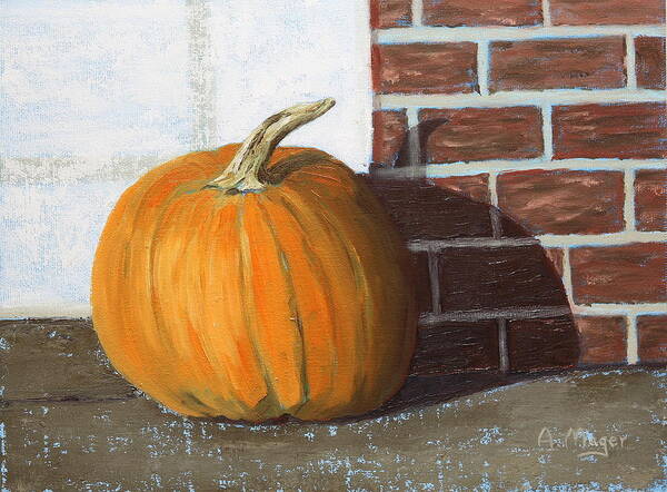 Painting Poster featuring the painting Pumpkin on the Corner by Alan Mager