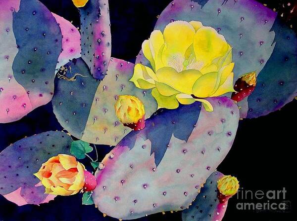 Watercolor Poster featuring the painting Purple Prickly Pear by Robert Hooper