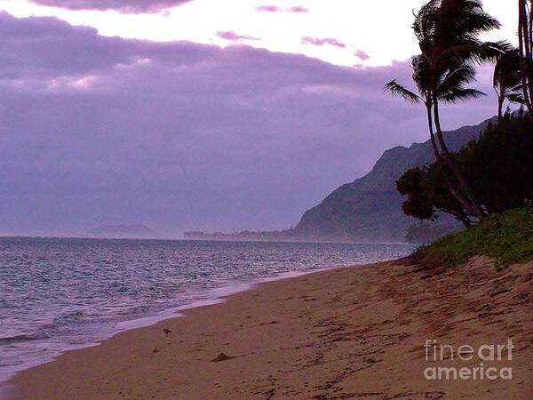 Oahu Poster featuring the photograph Purple Sunset after the Storm by Brigitte Emme