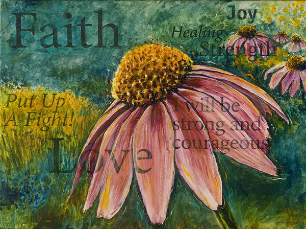 Coneflower Poster featuring the painting Put Up A Fight by Lisa Jaworski