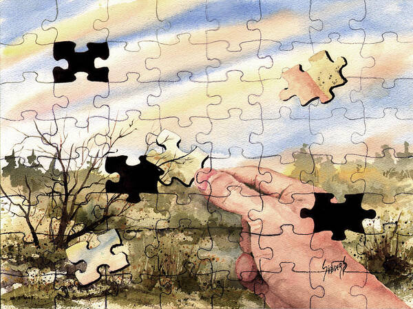 Puzzle Poster featuring the painting Puzzled by Sam Sidders