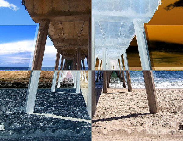 Hermosa Beach Poster featuring the photograph Quadrants of An Ocean Pier by Phil Perkins