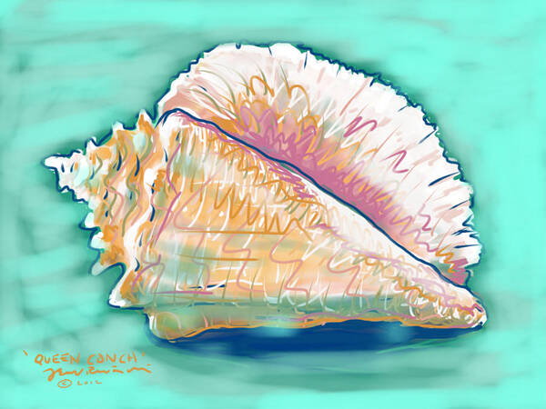Queen Conch Poster featuring the painting Queen Conch by Jean Pacheco Ravinski
