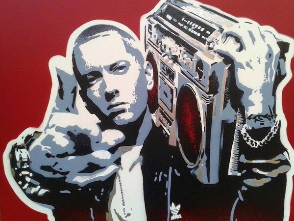 Eminem Poster featuring the painting Radio by Leon Keay