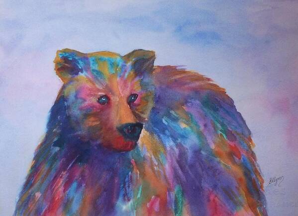 Bear Poster featuring the painting Rainbow Bear by Ellen Levinson