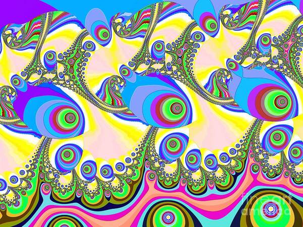 Fish Poster featuring the digital art Rainbow fish in happy fractal world by Dana Hermanova