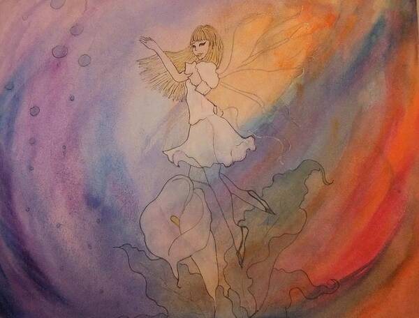 Watercolour Poster featuring the painting Rainbow Water Fairy by Lynne McQueen