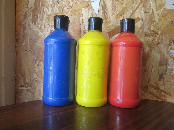 Red and Yellow and Blue Acrylic Paint Bottles Poster by David Lovins -  Pixels