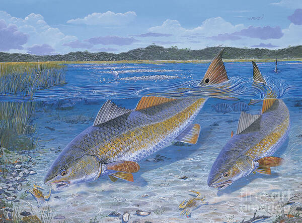 Redfish Poster featuring the painting Red Creek In0010 by Carey Chen