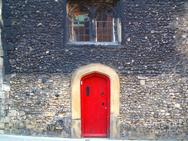 Red Door Image Poster featuring the photograph Red Door in Winchester Uk by Haleh Mahbod