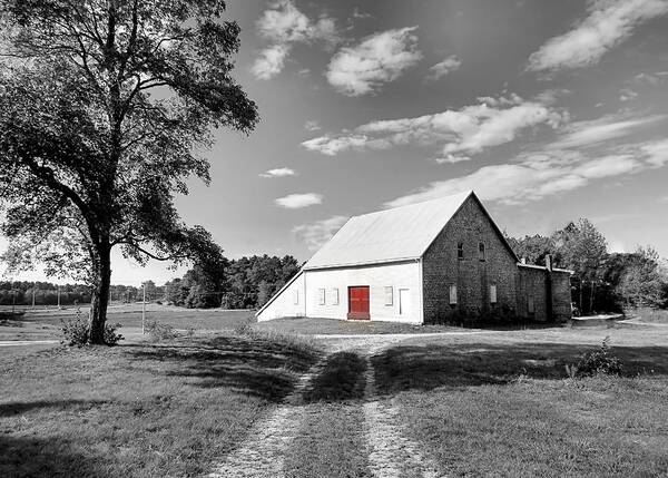 Red Door Poster featuring the photograph Red Door Old Barn by Janice Drew