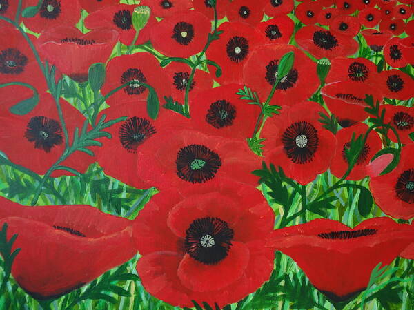 Red Poppies Poster featuring the painting Red Poppies 1 by Karen Jane Jones