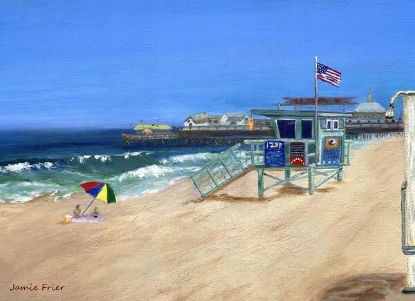Redondo Beach Poster featuring the painting Redondo Beach Lifeguard by Jamie Frier