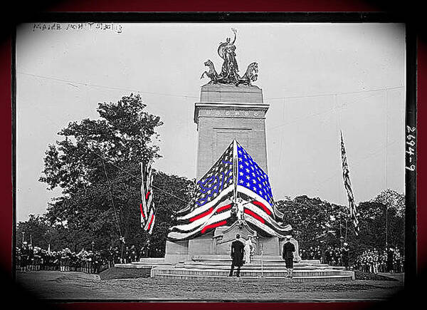 Remember The Maine Monument Memorial Day May 30 1913 New York City Vignetted Color Added 2013 Poster featuring the photograph Remember the Maine monument Memorial Day May 30 1913 New York City vignetted color added 2013 by David Lee Guss