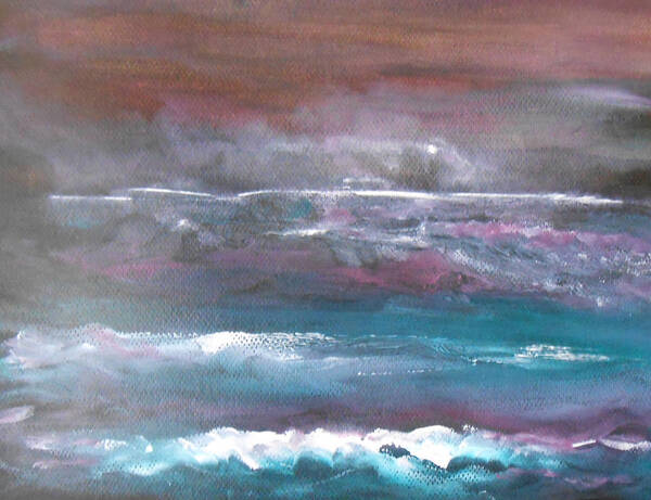 Seascape Poster featuring the painting Romancing The Moon by Jane See