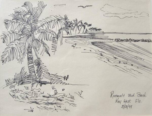 Roosevelt Blvd.beach Poster featuring the painting Roosevelt Blvd Beach Key West Fla by Diane Pape