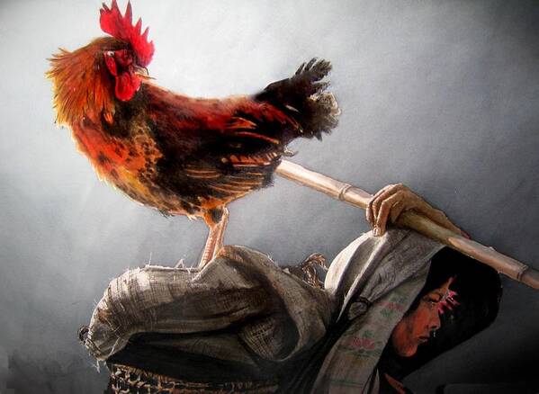  Poster featuring the painting Rooster by Lindsey Weimer