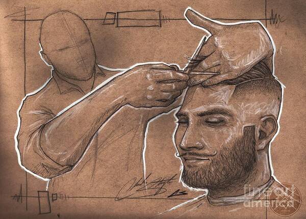 Comb Over Poster featuring the drawing Rugged Shears by Shop Aethetiks
